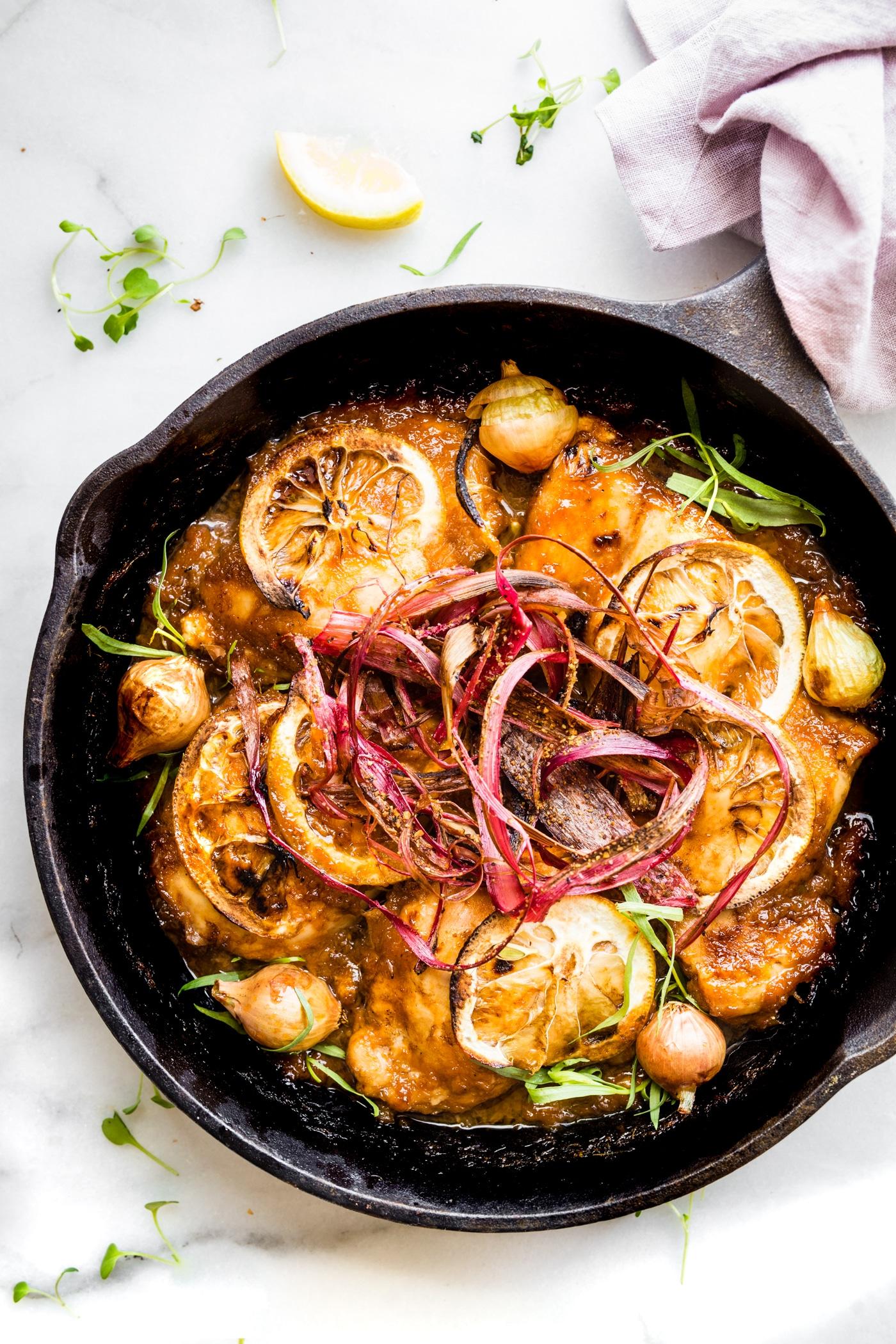 Crispy Rhubarb Lemon Chicken Bake {Paleo}