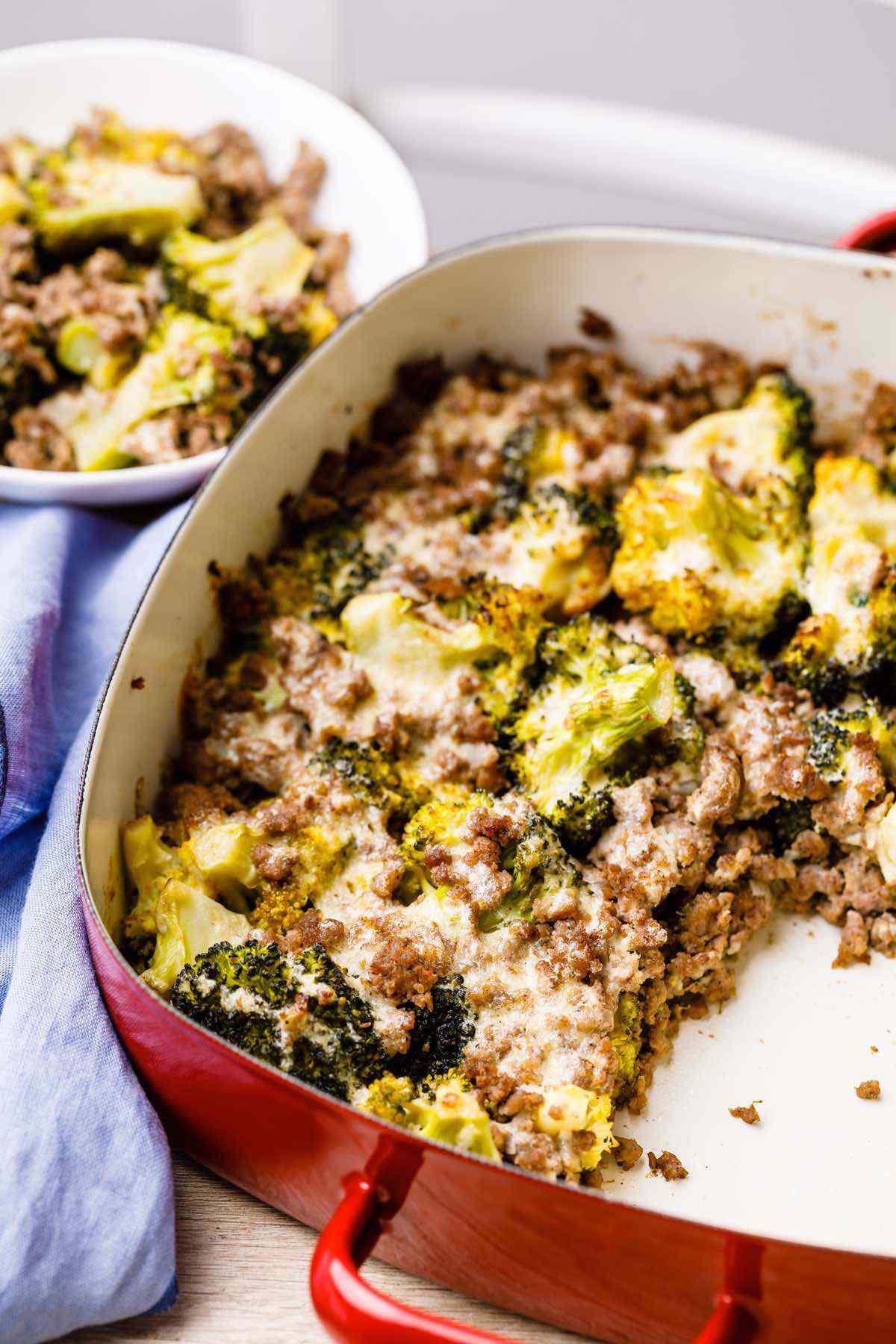 Garlic Roasted Broccoli and Ground Beef Casserole - Paleo Grubs